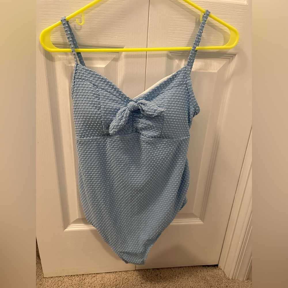 SHEIN Light Blue Textured Maternity Swimsuit